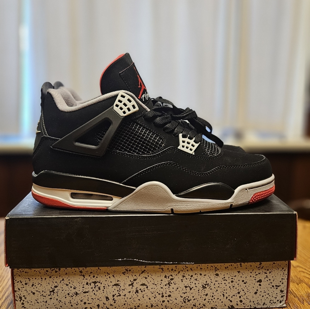 New Jordan Retro Bred 4 Men's Size 13 Shoes - Picture 2 of 13